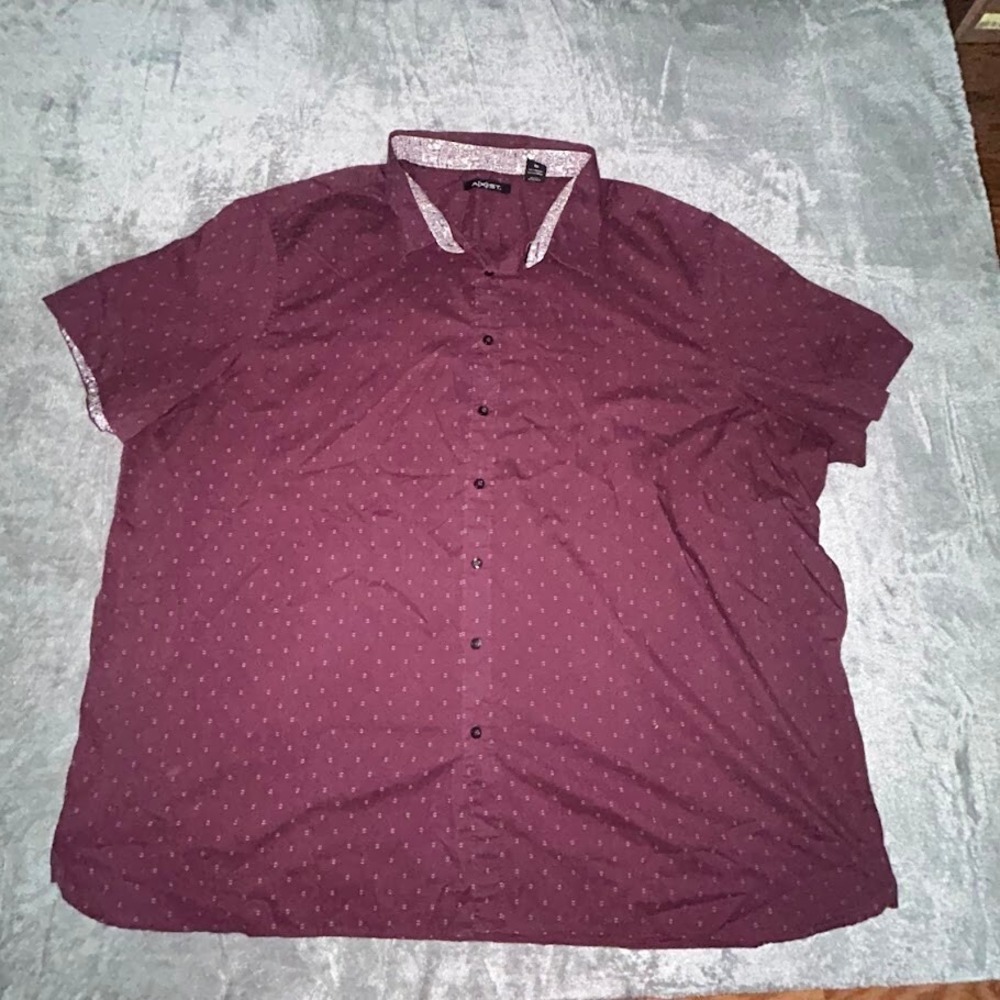 Axist Mens 4X Big & Tall Button Up Burgundy Shirt
